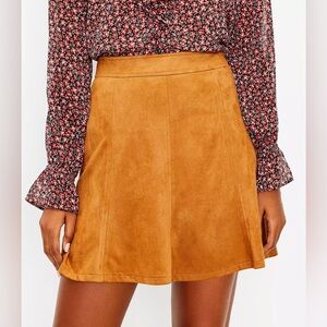 LOFT Faux Suede Seamed Flare Mini A-Line Skirt Size 10